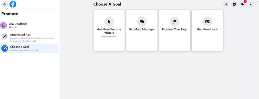 Choose A Goal of your Ad